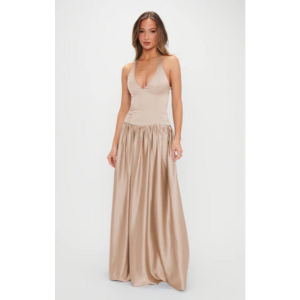 Show Me Your Mumu Eliza Maxi Dress ~ Champagne Luxe Satin in Cream